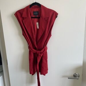 Zara Red Sleeveless Belted Vest